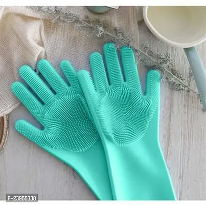 Silicon Cleaning Gloves, Silicon Hand Gloves- pack of 1 pair-thumb0
