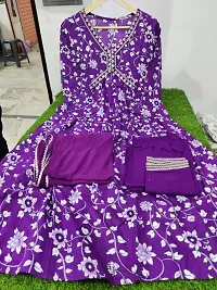 Beautiful Rayon Printed Kurta Bottom and Dupatta Set-thumb1