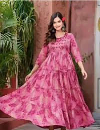 Stylish Pink Rayon Printed Gown For Women-thumb2