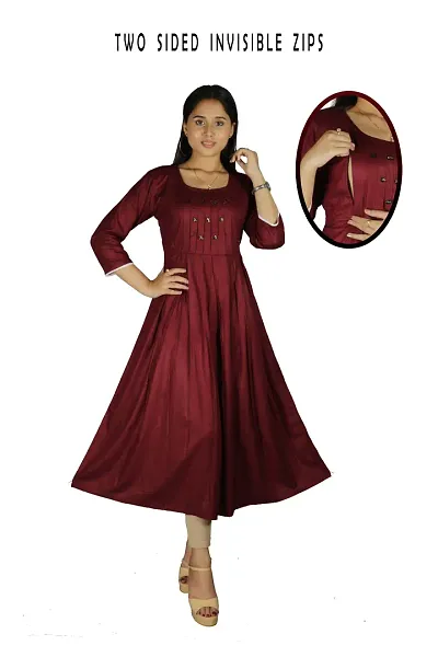 Stylish Rayon Solid Maternity Kurti