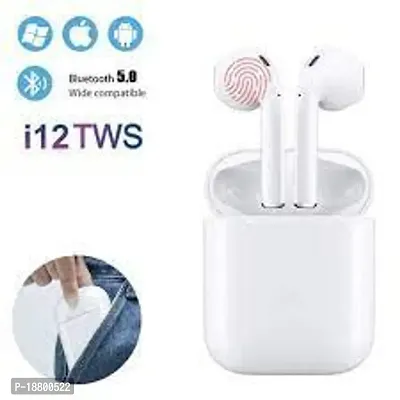 Tws I12 Earpods Bluetooth Wireless Earbuds Bluetooth Headset (White, In The Ear)-thumb0