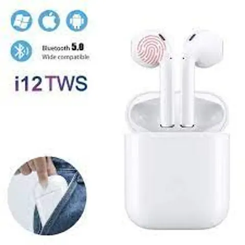 Tws I12 Earpods Bluetooth Wireless Earbuds Bluetooth Headset (White, In The Ear)