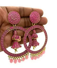 Earrings Jhumka Beautiful Heavy Jewellery For Women 2 PC (Size Meduim - Pink 7 cm)-thumb1