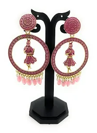 Earrings Jhumka Beautiful Heavy Jewellery For Women 2 PC (Size Meduim - Pink 7 cm)-thumb2