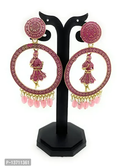 Earrings Jhumka Beautiful Heavy Jewellery For Women 2 PC (Size Meduim - Pink 7 cm)-thumb3