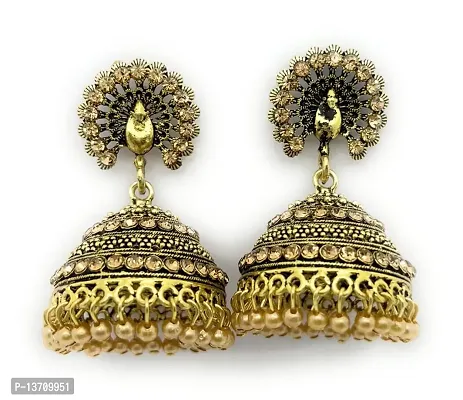 Earrings Jhumka Beautiful Heavy Jewellery For Women 2 PC (Size Meduim - Gold 5 cm)-thumb0