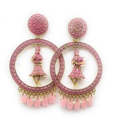 Earrings Jhumka Beautiful Heavy Jewellery For Women 2 PC (Size Meduim - White 7 cm)