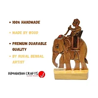 Himalayan Crafts Wooden Elephant Mahout Decorative Showpiece Item for Home & Office Decoration Ideal for Gift Item - 15CM-thumb3