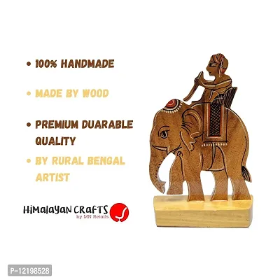 Himalayan Crafts Wooden Elephant Mahout Decorative Showpiece Item for Home & Office Decoration Ideal for Gift Item - 15CM-thumb4