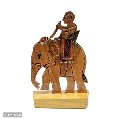 Himalayan Crafts Wooden Elephant Mahout Decorative Showpiece Item for Home & Office Decoration Ideal for Gift Item - 15CM