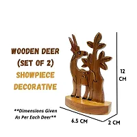 Himalayan Crafts Wooden Deer Scenary (Set of 2) Handcrafted Showpiece Decorative for Home & Office Decoration Item - 12CM-thumb1