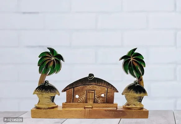 Himalayan Crafts Wooden Hut Scenary Showpiece Decorative Item for Home Office Living Room Decoration Gift Item-thumb3