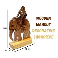 Himalayan Crafts Wooden Elephant Mahout Decorative Showpiece Item for Home & Office Decoration Ideal for Gift Item - 15CM-thumb2