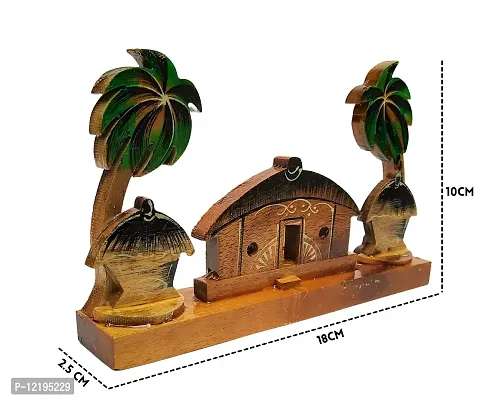 Himalayan Crafts Wooden Hut Scenary Showpiece Decorative Item for Home Office Living Room Decoration Gift Item-thumb2