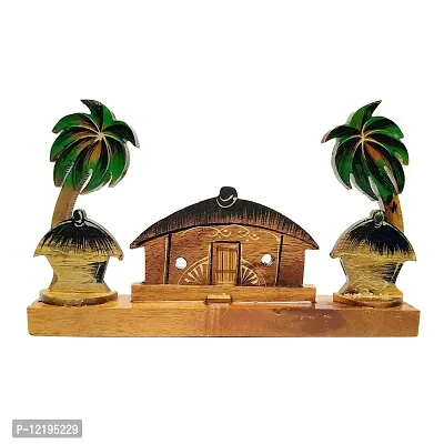 Himalayan Crafts Wooden Hut Scenary Showpiece Decorative Item for Home Office Living Room Decoration Gift Item-thumb0