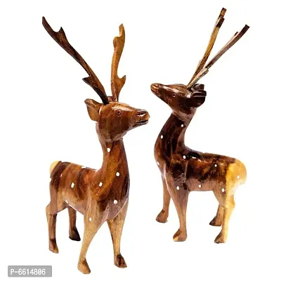 Wooden Deer Showpiece (Set of 2) Home Decoration Item