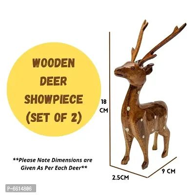 Wooden Deer Showpiece (Set of 2) Home Decoration Item-thumb3