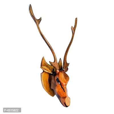 Wooden Deer Head Showpiece Wall Decoration Item for Home and Office