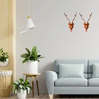 Wooden Deer Head (Set of 2) Wall Decoration Item for Home and Office-thumb1