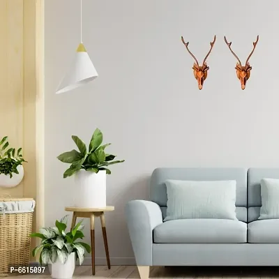 Wooden Deer Head (Set of 2) Wall Decoration Item for Home and Office-thumb2