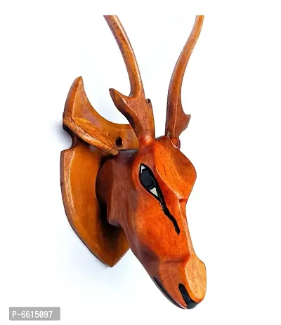 Wooden Deer Head (Set of 2) Wall Decoration Item for Home and Office-thumb3