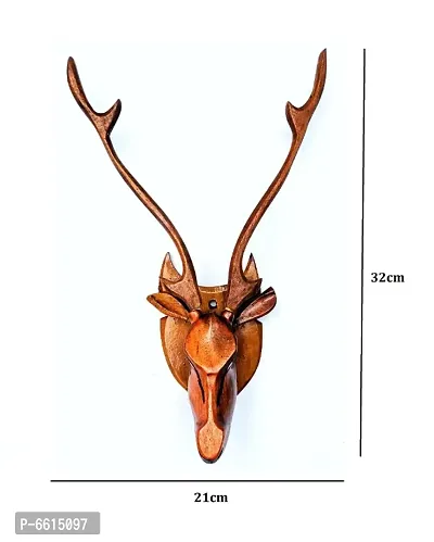 Wooden Deer Head (Set of 2) Wall Decoration Item for Home and Office-thumb4