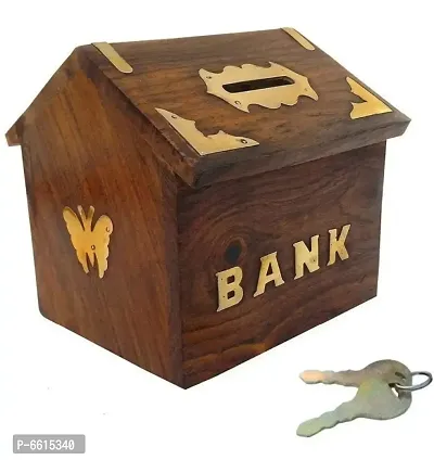 MN Krafts Wooden Piggy Bank / Money Bank / Coin Bank for Kids Only-thumb0