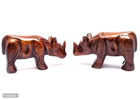 Wooden Rhino (Set of 2) Showpiece Decorative for Home and Office Decoration-thumb4