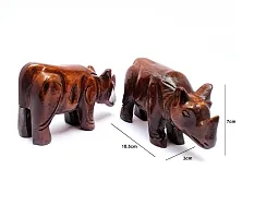 Wooden Rhino (Set of 2) Showpiece Decorative for Home and Office Decoration-thumb1
