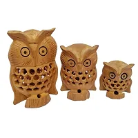 Wooden Owl (Set of 3) Showpiece Decoration for Home  Office Decoration-thumb1