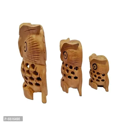 Wooden Owl (Set of 3) Showpiece Decoration for Home  Office Decoration-thumb3