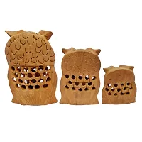 Wooden Owl (Set of 3) Showpiece Decoration for Home  Office Decoration-thumb3