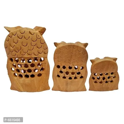 Wooden Owl (Set of 3) Showpiece Decoration for Home  Office Decoration-thumb4