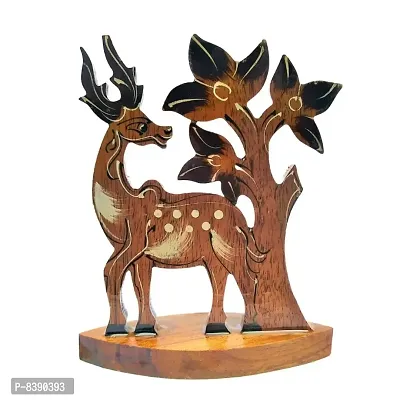 Wooden Deer Scenary Showpiece Figurine Item for Home Office Decoration-thumb0