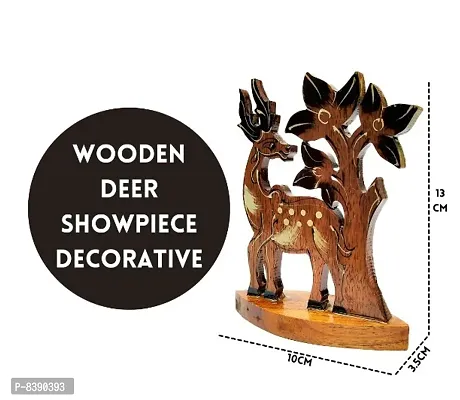 Wooden Deer Scenary Showpiece Figurine Item for Home Office Decoration-thumb2