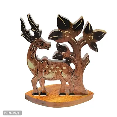 Wooden Deer Scenary Showpiece Figurine Item for Home Office Decoration-thumb3