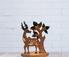 Wooden Deer Scenary Showpiece Figurine Item for Home Office Decoration-thumb3