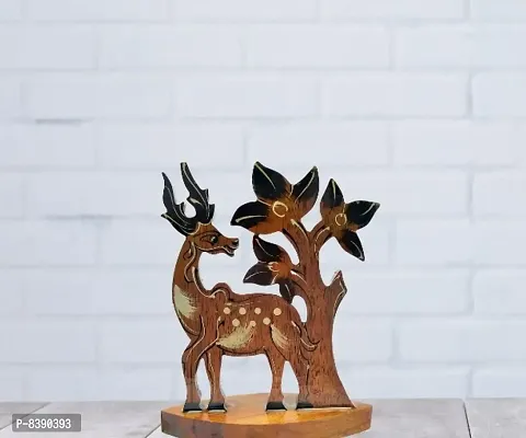 Wooden Deer Scenary Showpiece Figurine Item for Home Office Decoration-thumb4