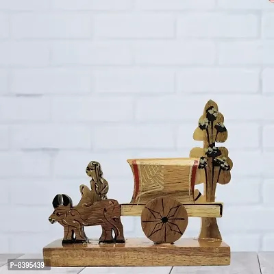 Wooden Bullock Cart Scenary Showpiece Figurine Item For Home Office Decoration