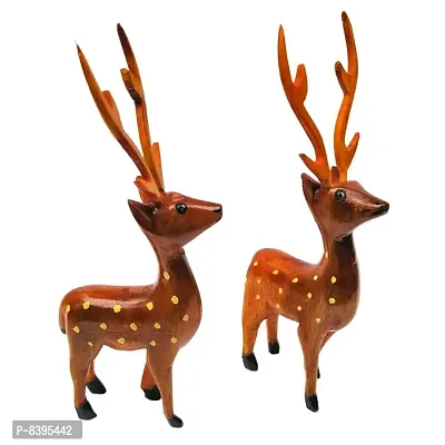 Wooden Deer Showpiece Decorative Item for Home Office Decoration Pack of 2