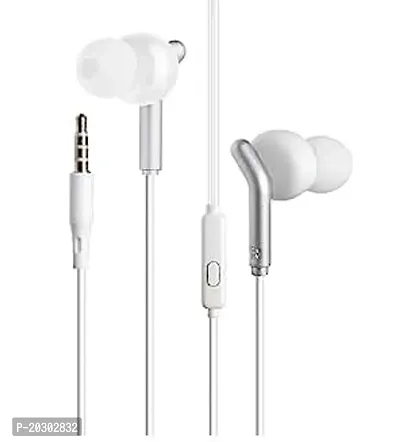 Stylish White In-ear Wired - 3.5 MM Single Pin Headsets With Microphone-thumb0