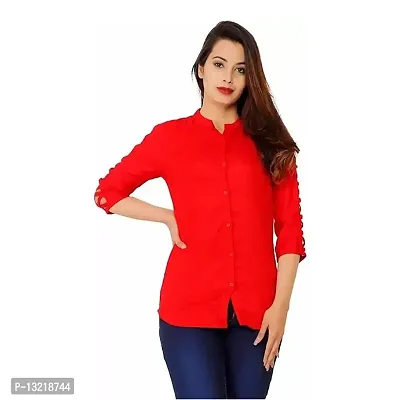 Classic Cotton Blend Solid Shirt for Women-thumb0