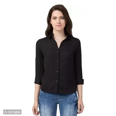 Classic Cotton Blend Solid Shirt for Women