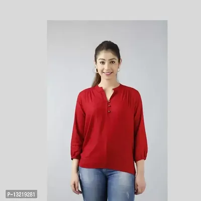 Classic Cotton Blend Solid Tops for Women-thumb0