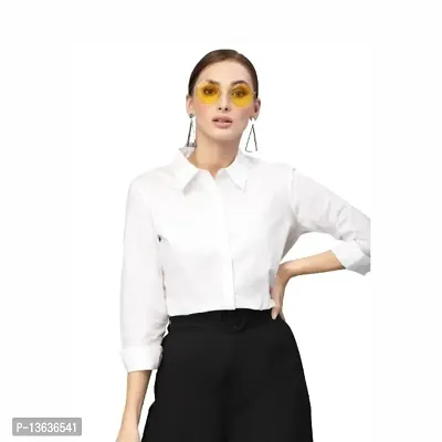 Women Regular Fit Solid Spread Collar Casual Shirt-thumb0
