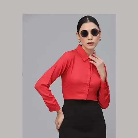 Women Regular Fit Solid Spread Collar Casual Shirt