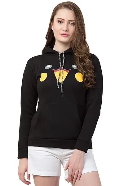 FurryFlair Women's Cotton High Neck & Crew Neck Hoodie (_Black_S)