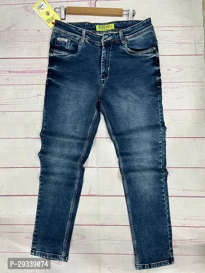 Stylish Blue Solid Denim Low Rise Jeans For Men