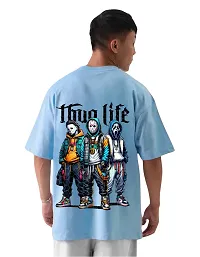 Stylish Blue Cotton Printed T-Shirt For Men-thumb1