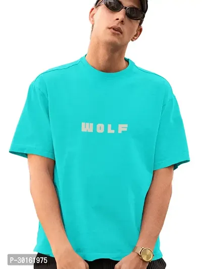 Stylish Turquoise Cotton Printed T-Shirt For Men